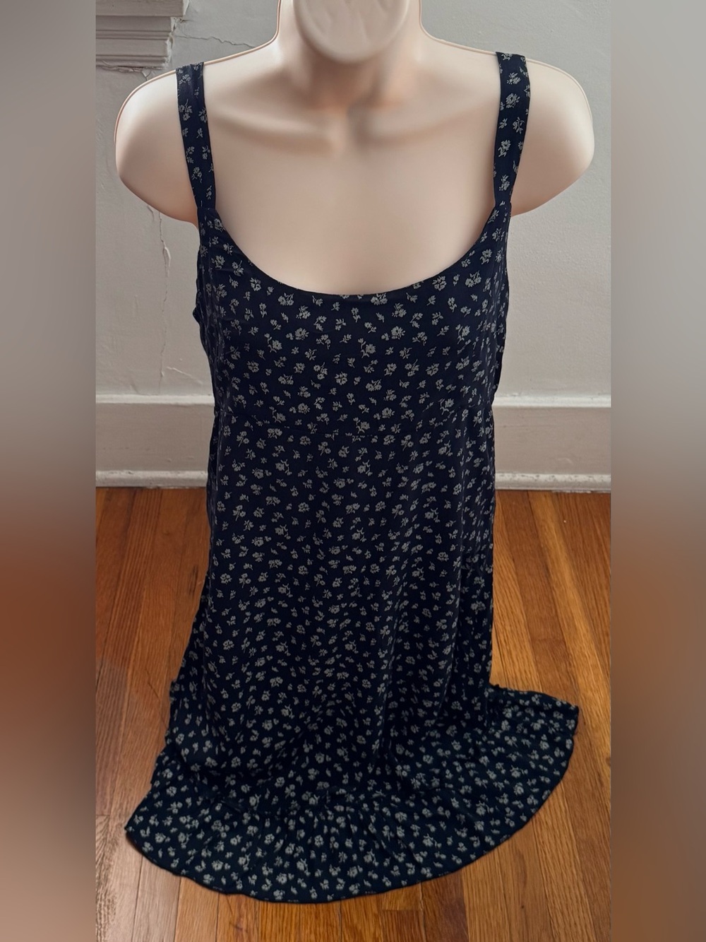 Brandy Melville Y2K navy blue ditsy Floral mini dress, one size Made in Italy